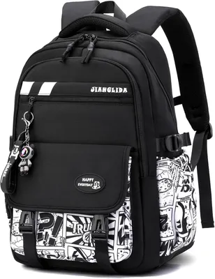 Produktbild von Rucksack 15.6 Zoll, schwarz, für Schule, wasserdichtes Oxford Gewebe, 7 Fächer, Laptopfach