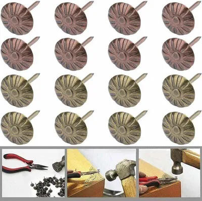 Produktbild von 100 Polsternägel, Möbelstifte für Vintage-Möbel, antike bronzefarbene Polsternägel, für Holz- und Polstermöbeldekoration