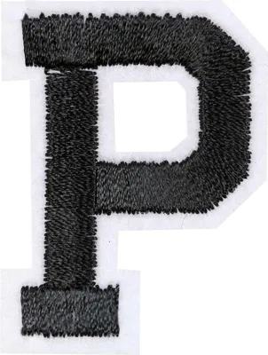 Produktbild von 1 Buchstaben Aufbügler, 15-43x45mm, Applikation, Aufnäher, schwarz, Buchstaben & Zeichen:P