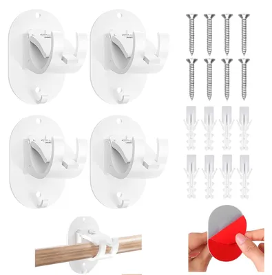Gardinenstangenhalter 4er-Set transparent selbstklebend ohne Bohren