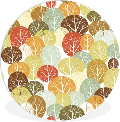 Produktbild von MuchoWow® Rundes Wandbild - Runde Bilder Herbst - Illustration - Bäume Ø 60 cm Kreis Wanddekoration Kunststoff - Wandkreis - Wandschmuck - Wand Kreis - Das Schlafzimmer - Die Bilder - Wandmalerei - Kunst für das Haus - das Plastik