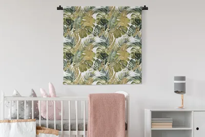 Produktbild von MuchoWow® Wandteppich Wandbehang Tropisch - Grün - Blatt 90x90 cm Tapisserie Dekoration Wandtuch - Wandaufhänger