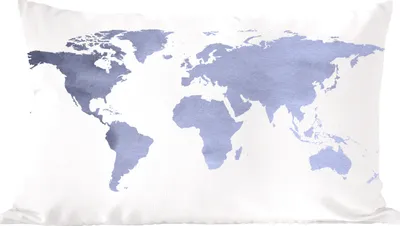 Produktbild von MuchoWow® Zierkissen Sofakissen Wohnzimmer Dekokissen 50x30 cm Weltkarte - Blau - Grau - Wohnzimmerdekoration - Polster mit Photo