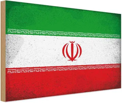 Produktbild von vianmo Holzschild 20x30 cm Iran Vintage Flagge Fahne Wappen