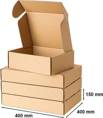 Obrázok produktu pre Kartónová škatuľa 400 x 400 x 150 mm KRAFT kartónová škatuľa výsekový tvar 30 kusov veľkosť C