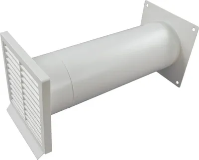 Produktbild von IKM Mauerkasten mit Rückstauklappe - Weiß, Rundanschluss ø 125 mm, Mauerstärken 120 bis 450 mm