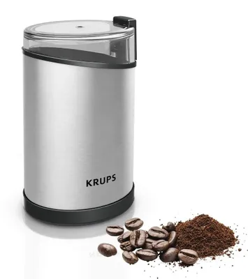 Productafbeelding van Krups GX204D10, koffiemolen met maalschijven, 85 gram, zilver, metaal, 12 porties, 200 watt