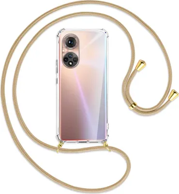 Produktbild von Handykette Backcover-Schutzhülle mit Band (Metall goldfarben) für Honor 50 (NTH-AN00) - caramel