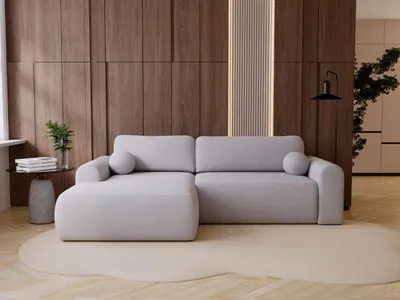 Produktbild von GrainGold Ecksofa L-Form Links Savana - Ecksofa mit Schlaffunktion und Bettkasten - Moderne Ecksofa, Wohnzimmer Ecksofa - Eckcouch Grau (Lambi 11)