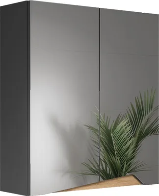 Produktbild von Vicco Spiegelschrank Marelle, 60 x 67 cm mit höhenverstellbarem Einlegeboden, Anthrazit/Artisan
