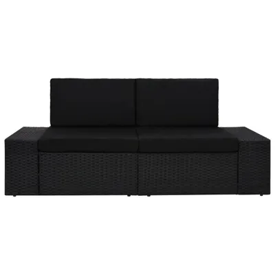 Zdjęcie produktu dla vidaXL Modułowa sofa 2-osobowa z rattanu w kolorze czarnym