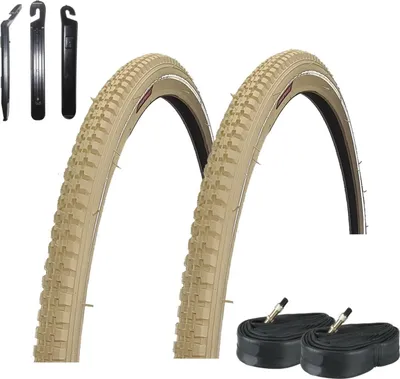 Immagine prodotto di 2 pneumatici per bicicletta Rexway 28" Legend Reflex Pannenschutz Creme 40-635 (28 x 1 1/2) + 2 camere d'aria DV abbinate, incl. 3 leve per pneumatici