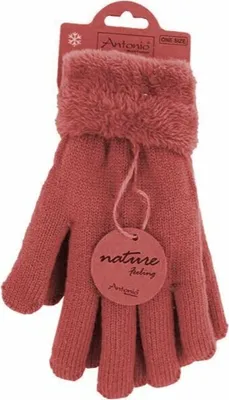 Gefütterte Strickhandschuhe in Rot