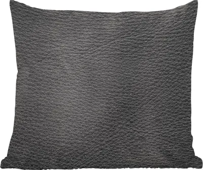 Produktbild von MuchoWow® Zierkissen Sofakissen Wohnzimmer Dekokissen 60x60 cm Leder - Lederoptik - Schwarz - Grau - Sitzfläche - Foto Polster