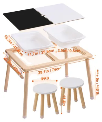 Obrázek produktu pro Interaktivní stůl, oboustranná deska, skládací úložné boxy, taburety
