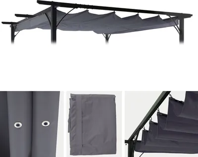 Zdjęcie produktu dla Wymienna osłona 370x300cm do pergoli dachowej HWC-C42 3.5x3.5m ~ szary