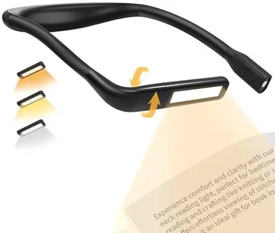 Immagine prodotto di Lampada da lettura a LED, flessibile, pieghevole, a 3 colori, per leggere, lavorare a maglia, fare riparazioni, campeggio, nera