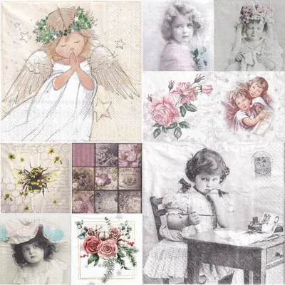 Produktbild von VINTAGE SERVIETTEN 10 Stück Motivservietten Decoupage Napkin 33x33cm