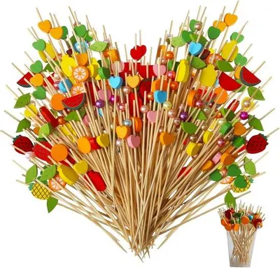 Produktbild von Famanu Holzpicker - Bunte Cocktailspieße - 12 cm, 300 Stück