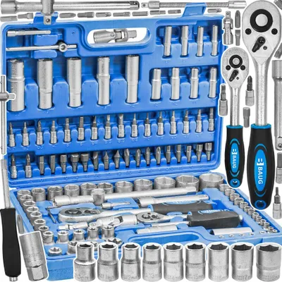 Zdjęcie produktu dla Zestaw kluczy nasadowych 108-częściowy, nasadki Cr-V 1/4" i 1/2", walizka