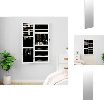 Produktbild von vidaXL Spiegel-Schmuckschrank mit LED-Beleuchtung Wandmontage Weiß - Spiegel