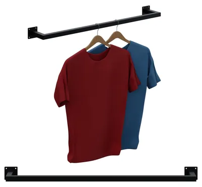 Produktbild von Garderobenstange Kleiderstange Garderobe Halter Kleiderständer Metall Schwarz Wand 90x12cm