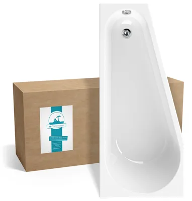 Produktbild von Calmwaters® Raumsparende Eckbadewanne 160x70 cm, Acrylwanne Essential Small, platzsparende Badewanne in rechter Ausführung, Maße 160 x 70 cm, Eck-Badewanne in Weiß, 02SL3329