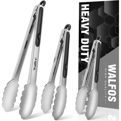 Produktbild von Walfos® Küchenzange Edelstahl Fleischzange 3er Set 18cm 23cm 30,5cm