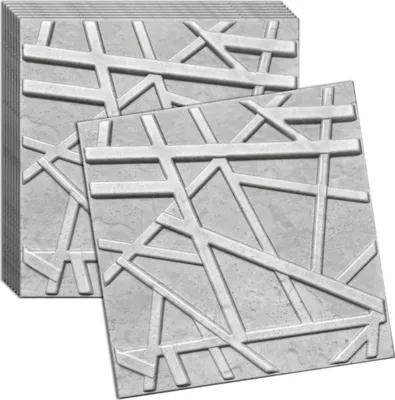 Produktbild von 3D Wandpaneele Betonoptik 8 Stück / 2 m² | Deckenpaneele aus Polystyrol | 50 × 50 cm | Geometrische Dekorplatten | Verdico