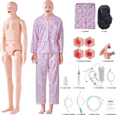 Obrázek produktu pro VEVOR Unisex ošetřovatelská výcviková figurína Multifunkční simulátor péče o pacienta 1750 x 440 x 230 mm, multifunkční ošetřovatelská výuka Ošetřovatelská výcviková figurína Uniformní škála forem Výcviková figurína