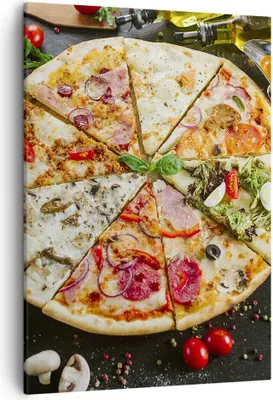 Produktbild von Bild auf Leinwand - Leinwandbild - Einteilig - Pizza Käse Tomaten - 50x70cm - Wand Bild - Wanddeko - Wandbilder - Leinwanddruck - Wanddekoration - Leinwand bilder - Wandbild - PA50x70-4118