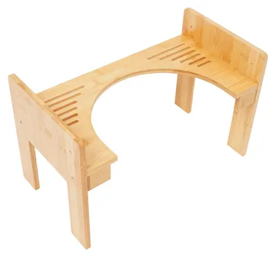 Produktbild von Bambus Toilettenhocker - Fußstütze für Toilette - Höhenverstellbar 6 cm - Rutschfest - Tragkraft 80 kg - Größe 45×24,5×28 cm - Natur Holzfarbe