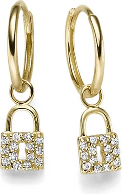 Produktbild von Creolen mit Einhänger Schlößchen 585 Gold Gelbgold 28 Diamanten 0,14 Ct TW-SI