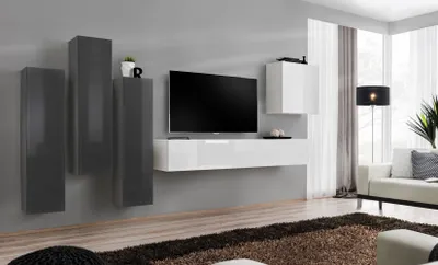 Produktbild von RIONATA 3 Wohnzimmerwand – Graphit / weiß