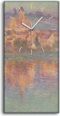 Produktbild von Wandbild Leinwand Bilder Wanduhr 30x60 Gemälde Vetheuil bei Sonnenuntergang - weiße Hände