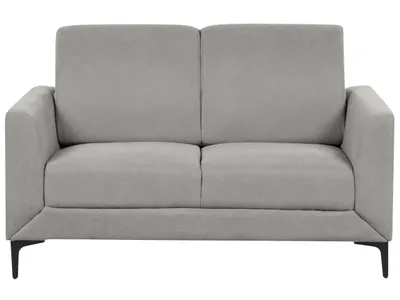 Produktbild von BELIANI 2-Sitzer Sofa Grau Stoffbezug mit Schwarzen Hohen Metallbeinen Hohe Rückenlehne Armlehnen Dicke Sitzkissen Retro Wohnzimmer Polstersofa Couch