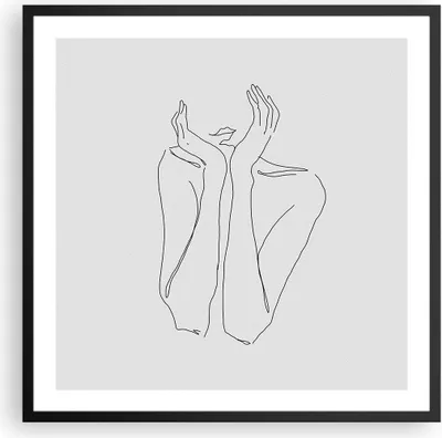 Produktbild von Gerahmtes Poster - Schwarzer Rahmen - Träumerei Frau Skizze - 60x60 cm - Wand Bild - Wanddeko - Wandbilder - Kunstposter - Wandposter - Bilderrahmen - Bilder - Kunstdruck - P2BAC60x60-4414