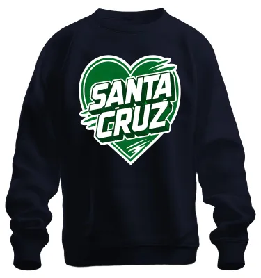 Imagen del producto de Santa Cruz, Herz, Grün, California, Vacaciones, Surf, Costa Oeste, Estados Unidos, Sudadera, Jersey, Azul marino, Talla M