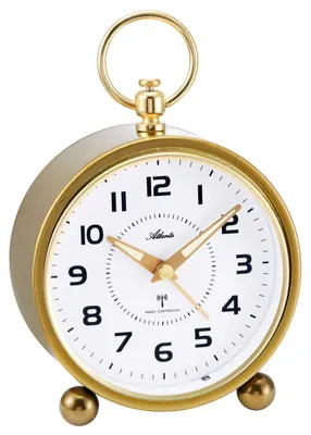 Analoger Wecker, Kunststoff Gold, Retro, Beleuchtung, Snooze