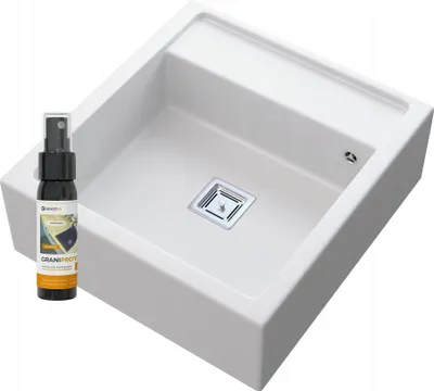 Produktbild von Granitan | Granitspüle Farmerski - 620x582 mm - Weiß - Hochwertig - Kratzfest - Thermoresistent