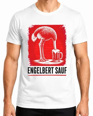 Imagen del producto de Camiseta para hombre, marca Engelbert Strauss, diseño "Sauf Strauss Vogel Bier Handwerker Malle Party", color blanco, talla XXL