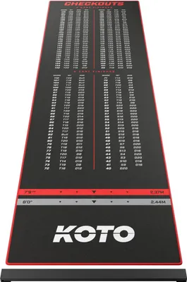 Produktbild von KOTO - Dartteppich Mit Oche Checkout Rot 285 x 80 cm, Dartmatte, Score Indikator, Rutschfeste Dartmatte