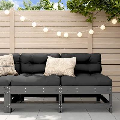 Produktbild von [Home] Mittelsofas mit Kissen 2 Stk. Grau Massivholz Kiefer , Neue Mode 2024 im häuslichen Leben