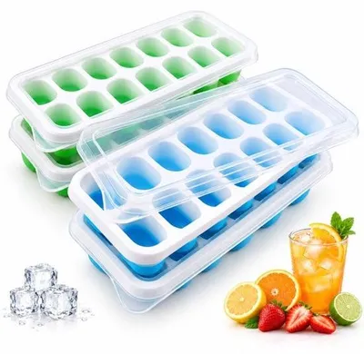 Zdjęcie produktu dla 4 kawałki silikonowe kostki lodu z pokrywą, bez BPA małe