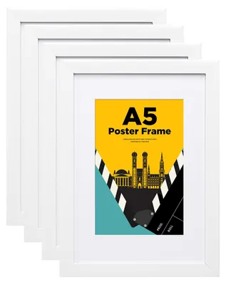 Fotolijst A5 mit Acrylglas, Passepartout, 14,8x21 cm, weiß
