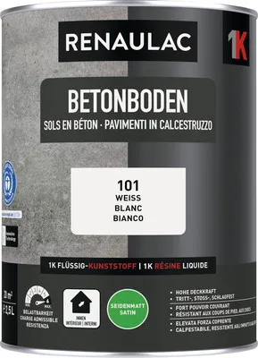 Produktbild von RENAULAC Betonbodenfarbe seidenmatt weiss 2.5 l