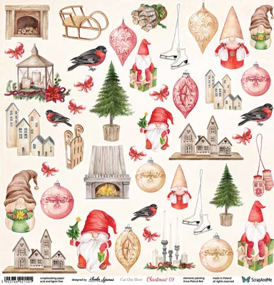 Produktbild von SCRAPandME 30x30cm einseitig Scrapbooking Papier 250g, Christmas 09