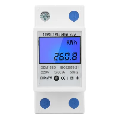 Obrázek produktu pro 5-80A DDM15SD LCD podsvícený digitální displej jednofázový elektronický elektroměr KWh