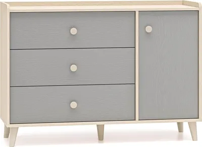 Image de FURNLUX Buffet Mevel Gris Et Beige 120cm / Couleur principale : Gris / Dimensions : 120 x 85 x 40 cm