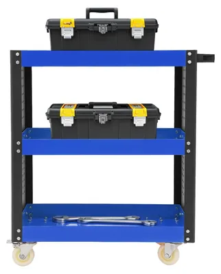 Obrázok produktu pre Pracovný vozík s 3 priehradkami – nosnosť 120 kg – modrá/čierna
